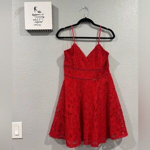 Trixxi Red Lace Mini Dress